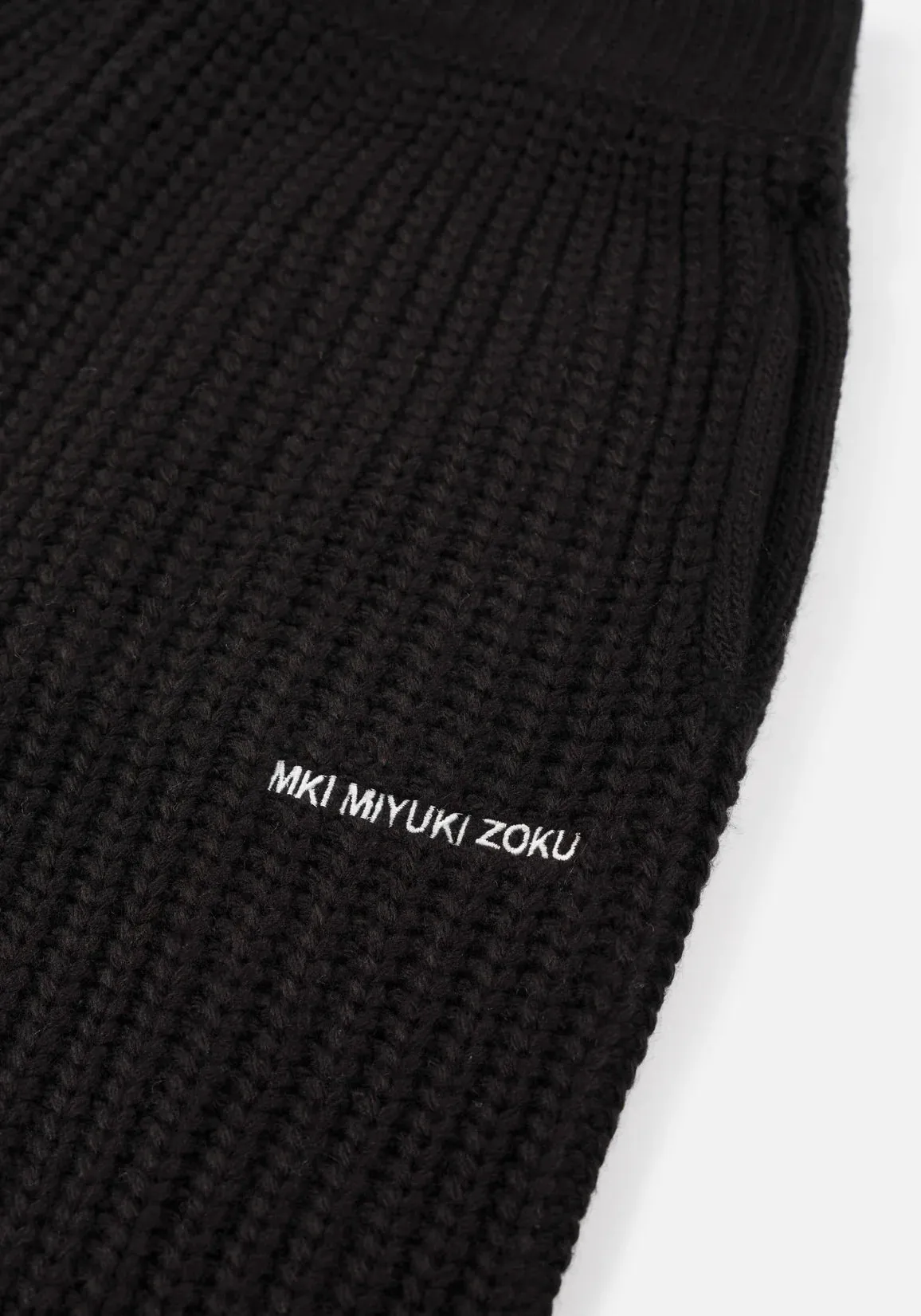 MKI MIYUKI ZOKU Chunky Rib Knit Wide Leg Joggers Black