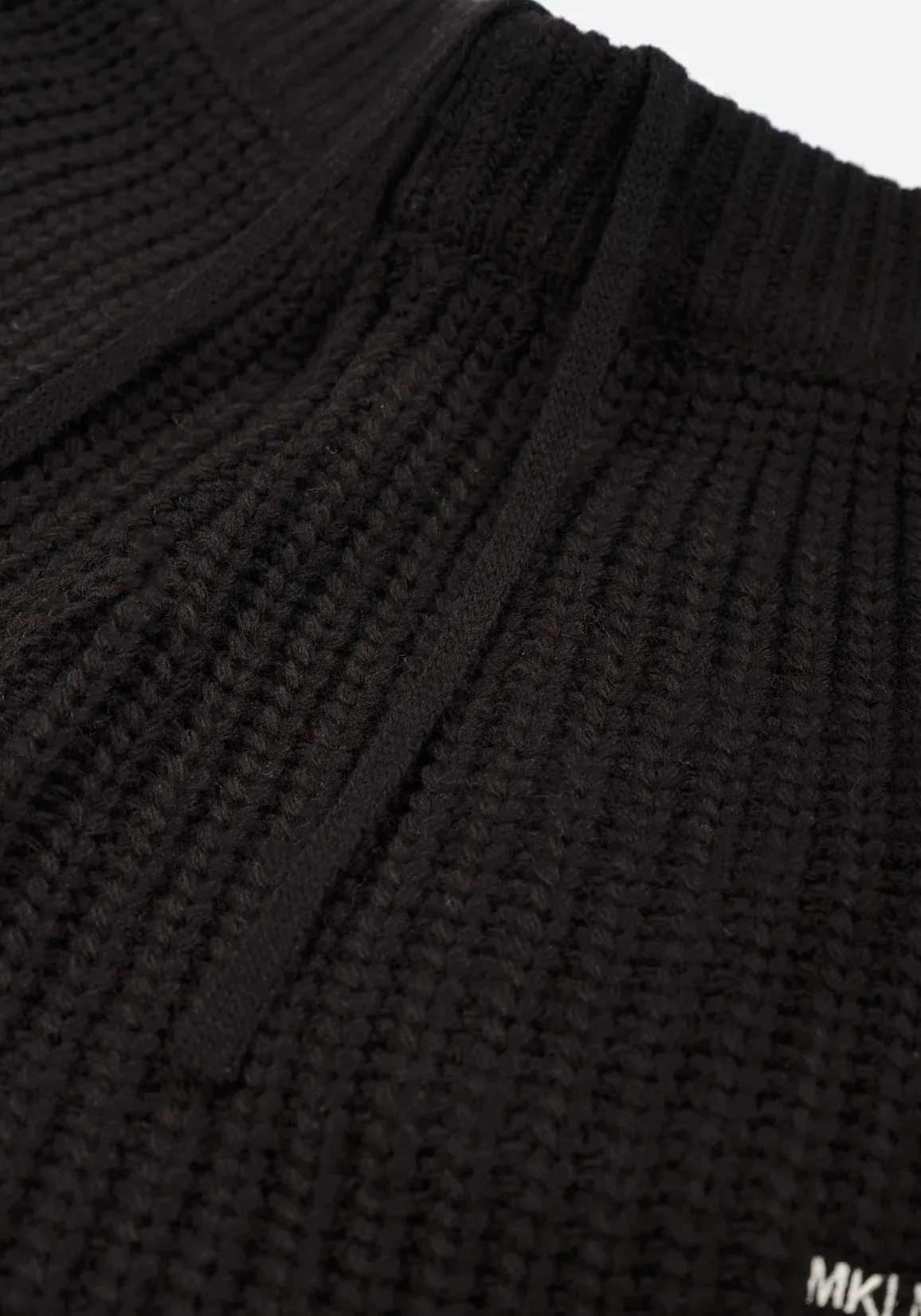 MKI MIYUKI ZOKU Chunky Rib Knit Wide Leg Joggers Black