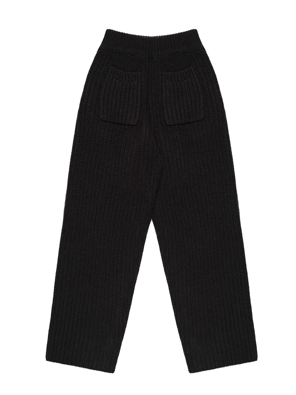 MKI MIYUKI ZOKU Chunky Rib Knit Wide Leg Joggers Black