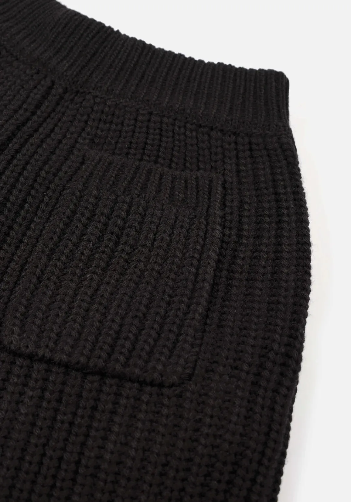 MKI MIYUKI ZOKU Chunky Rib Knit Wide Leg Joggers Black
