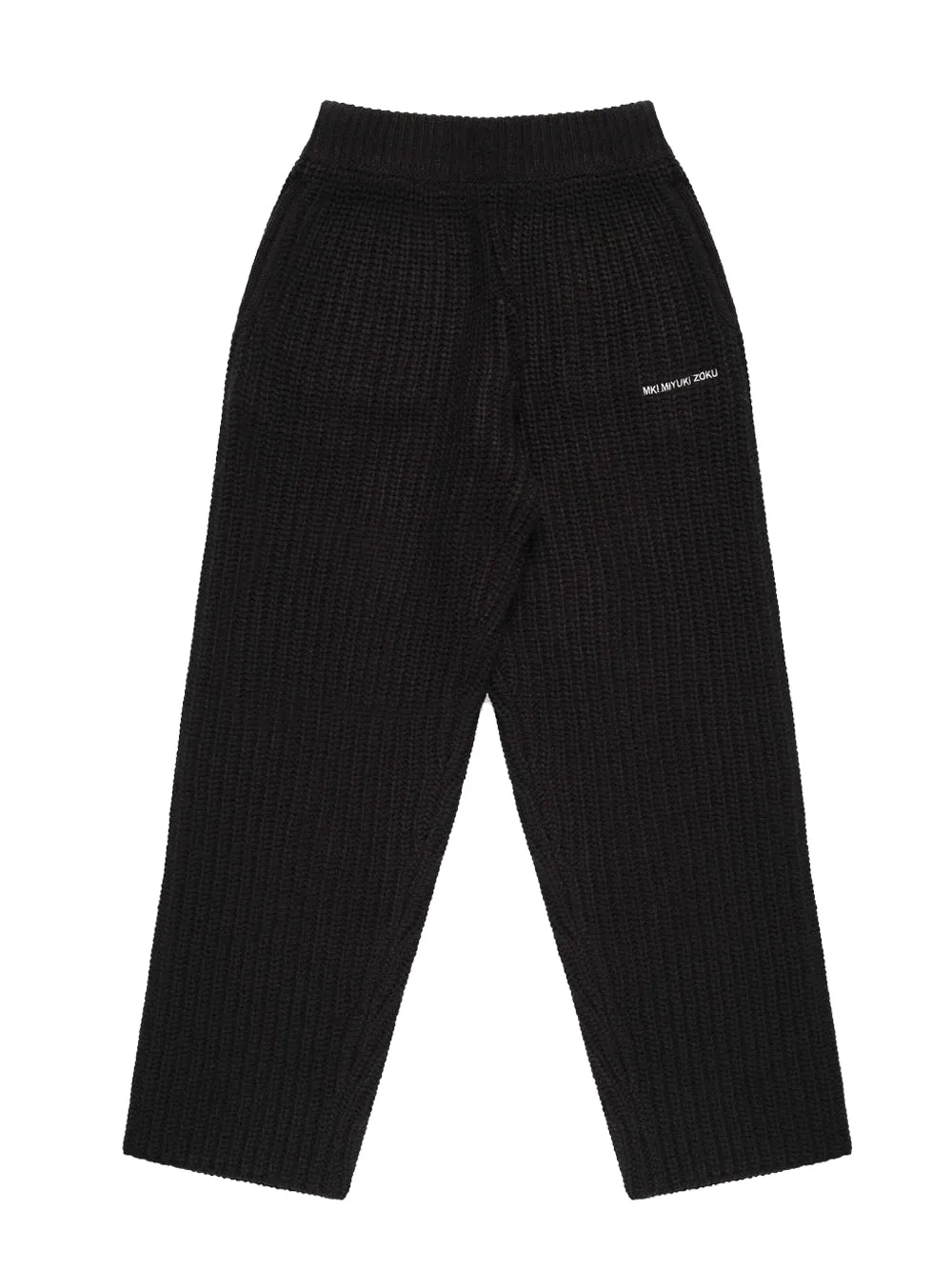 MKI MIYUKI ZOKU Chunky Rib Knit Wide Leg Joggers Black