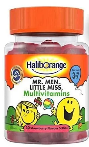 Mr. Men Little Miss Multivitamins - 30 Strawberry Flavour Softies for Kids 3-7 by Haliborange - 6 Pack