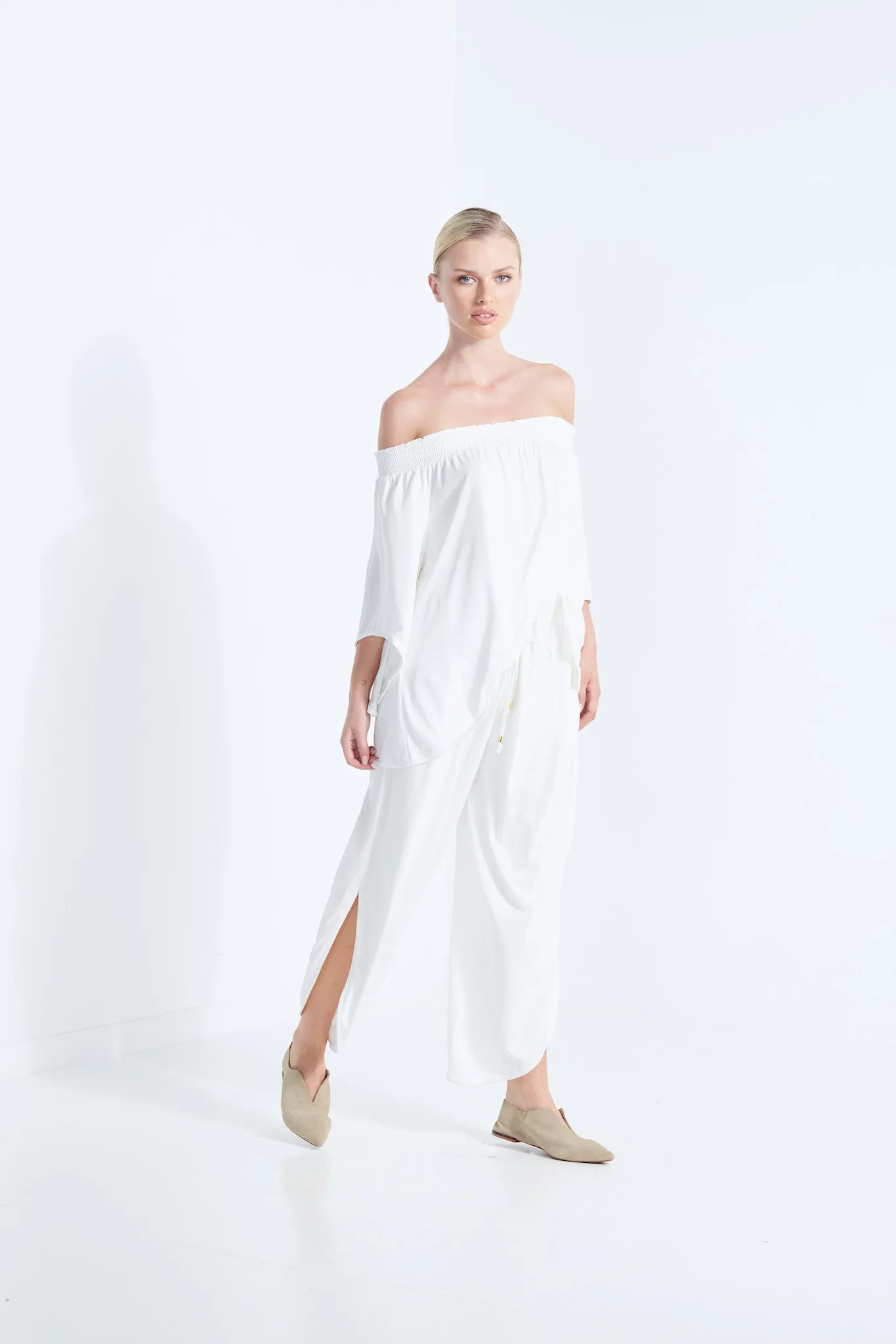 Naevia Off the Shoulder Top - White Dew (Plus Size)