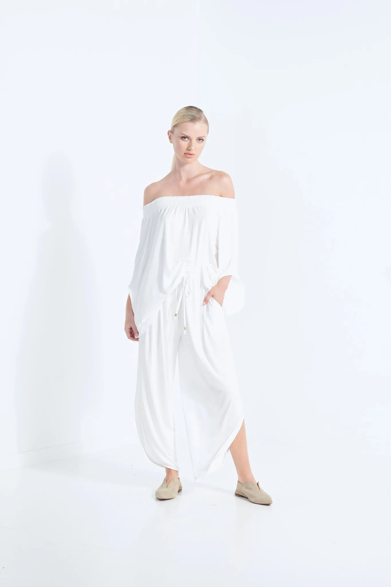 Naevia Off the Shoulder Top - White Dew (Plus Size)