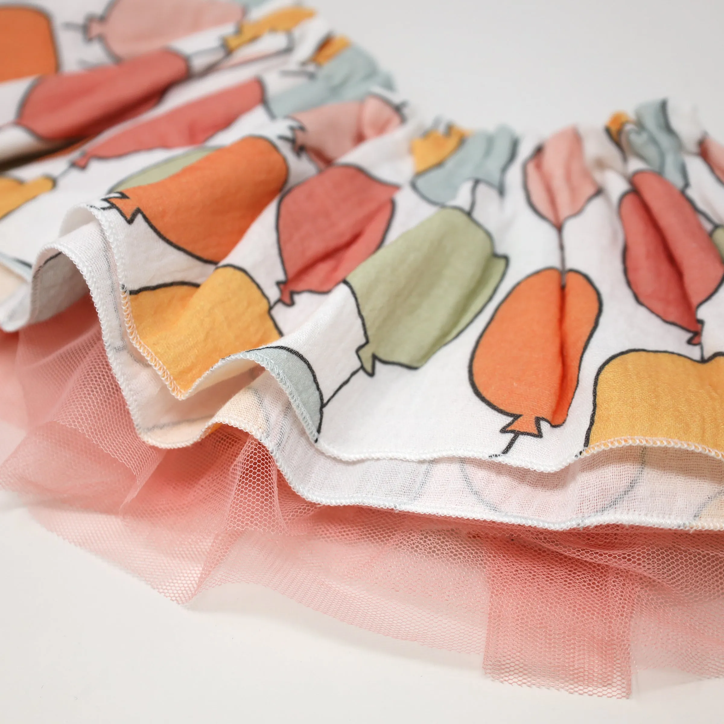 oh baby! Gauze Lola Top and Tutu Skirt Set - Birthday Balloon Print - Oyster