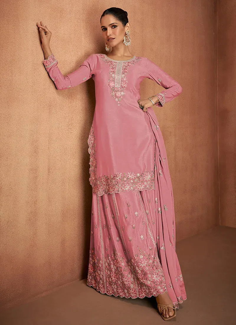 Outstanding Designer Embroidered Party Wear Sharara Suit