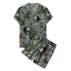 Pineapple Skull Polyester Hawaiian Shirt Suits