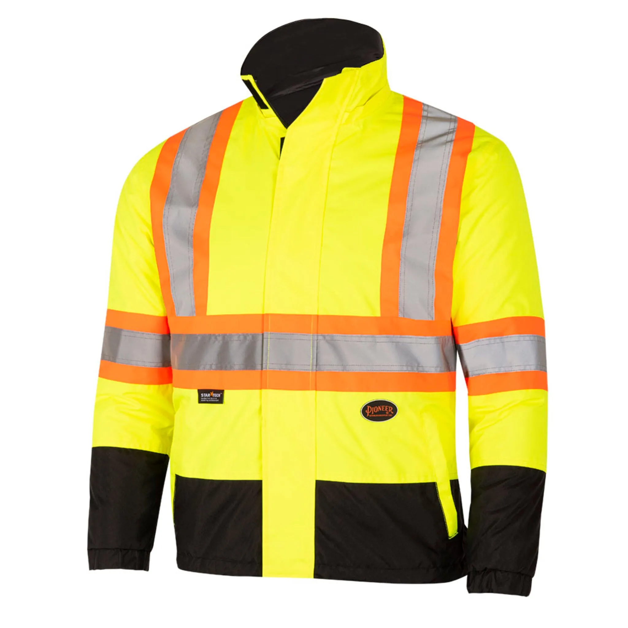 Pioneer Men's Hi-Vis Reversible Safety Jacket | Waterproof, Breathable, Reflective, Dual-Sided Design | Versatile Workwear | Sizes S-4XL