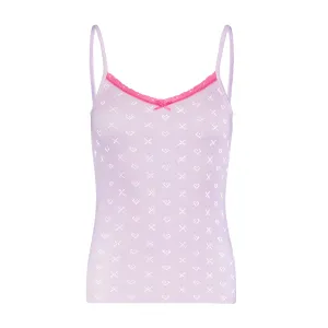 Polkadot LILAC Hearts-X Pointelle PATTI CAMISOLE w Pink Lace