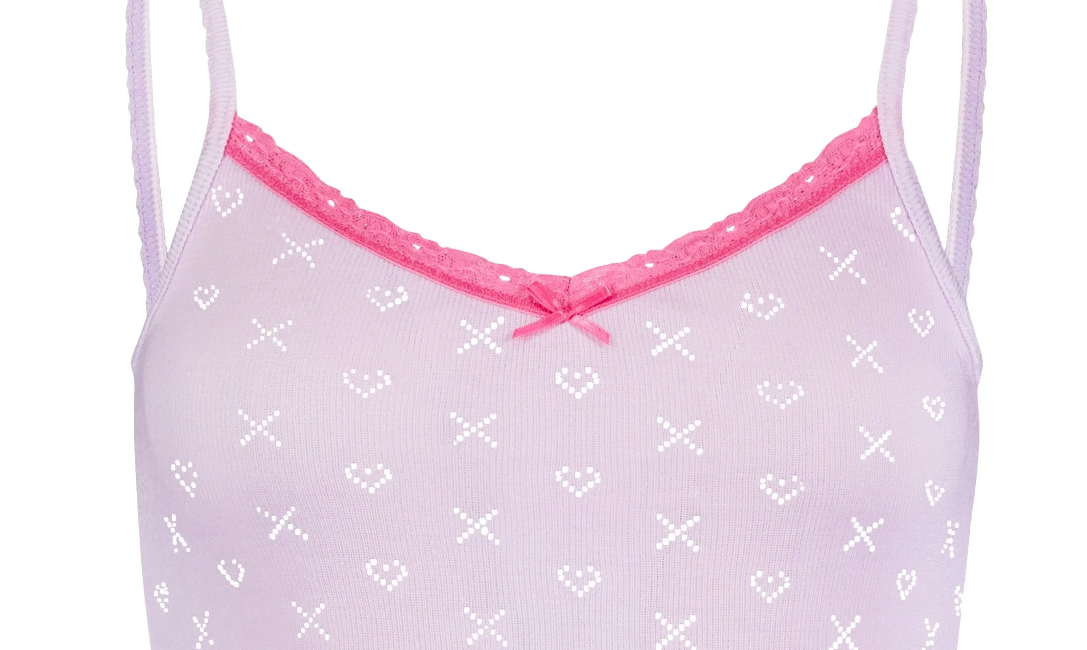Polkadot LILAC Hearts-X Pointelle PATTI CAMISOLE w Pink Lace