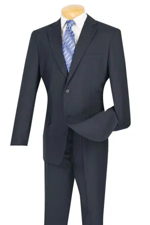 "Apollo King Mens 2-Button Navy Wool-Feel Suit: Modern Fit"
