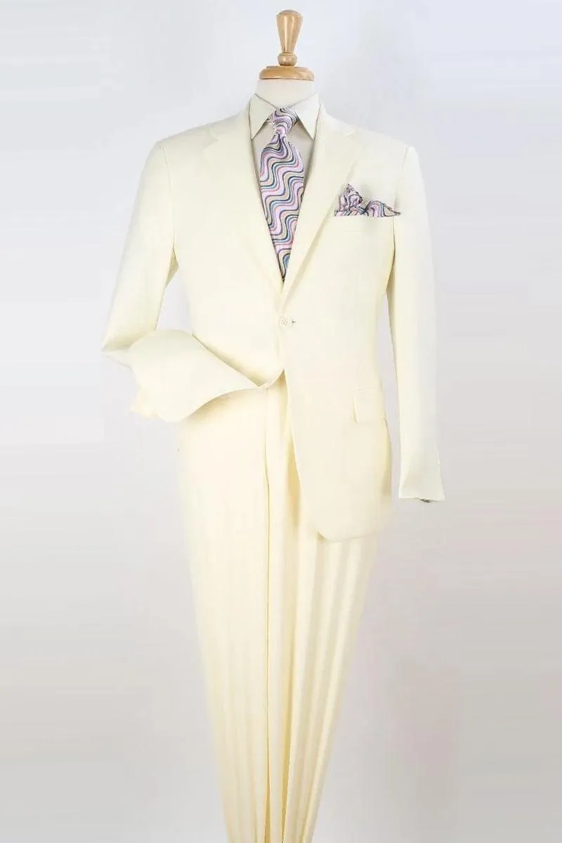 "Apollo King Men's Modern Fit Ivory Poplin Suit"
