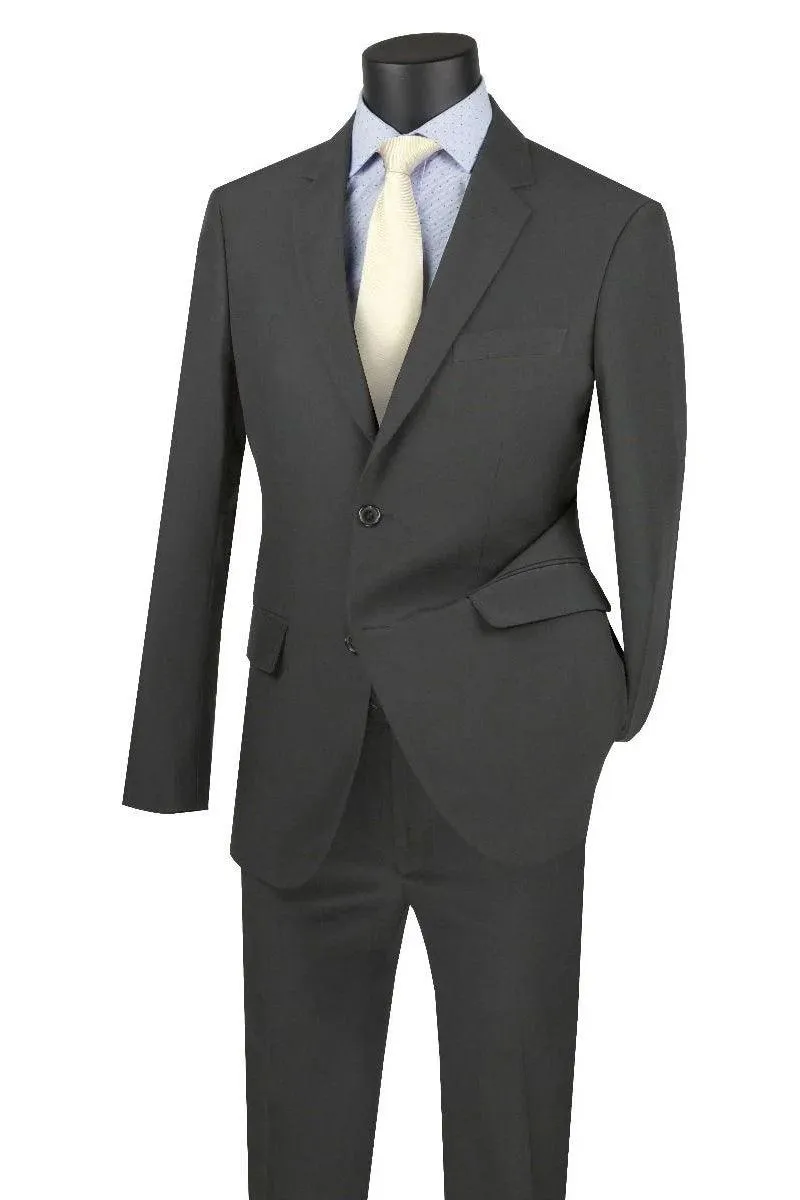 "Charcoal Grey Wool-Blend Suit: Apollo King Modern Fit"