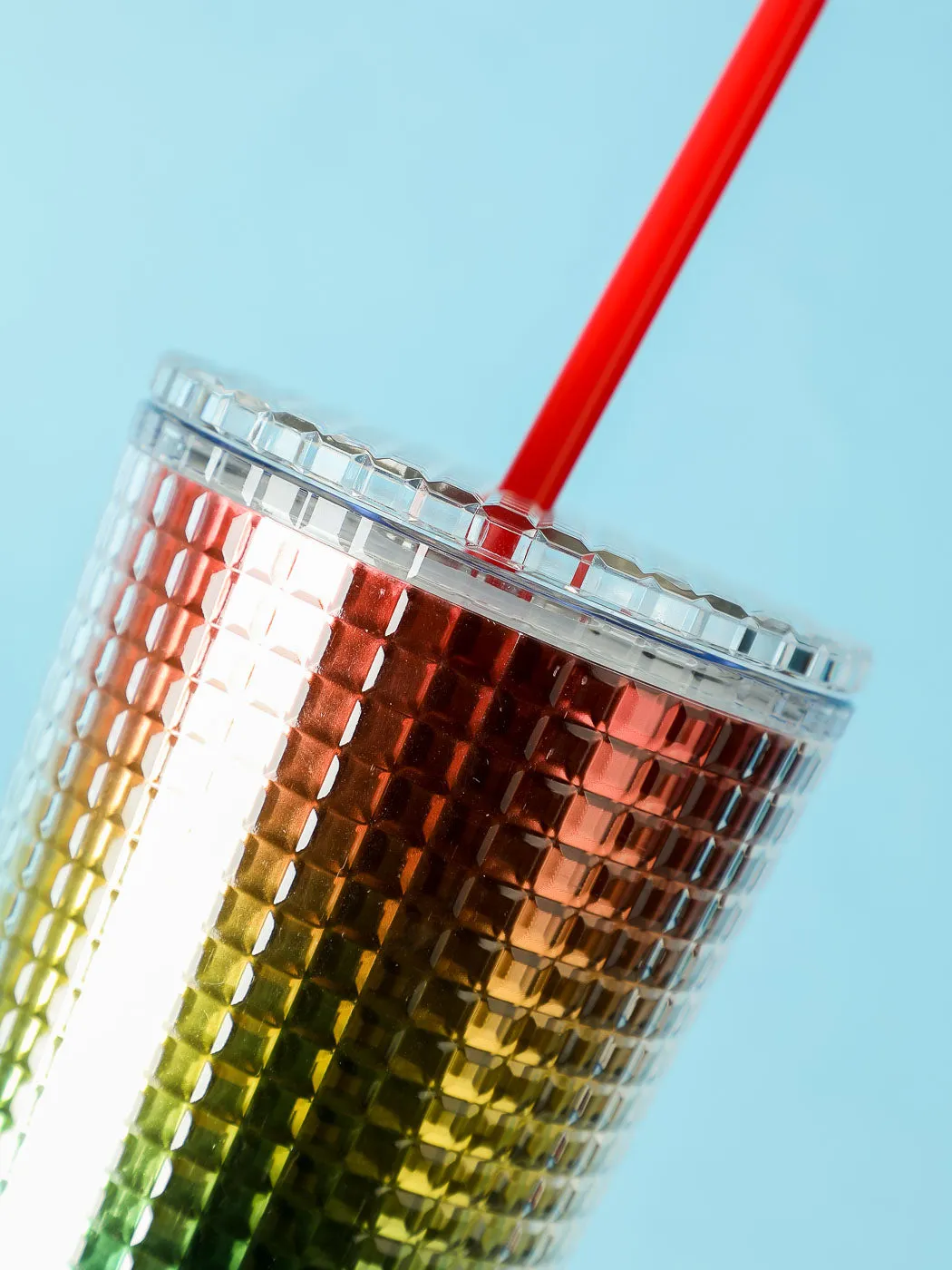 Rainbow Series Double-Layer Water Bottle with Straw (775mL)