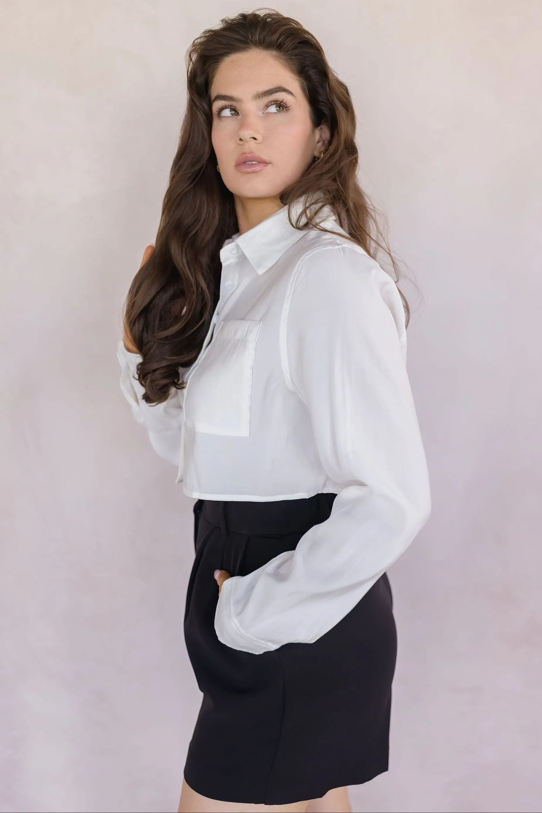 Richie Cropped Button Up Top