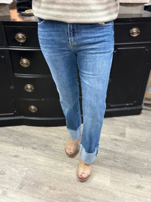 Risen High Rise Straight Cuffed Relaxed Jeans