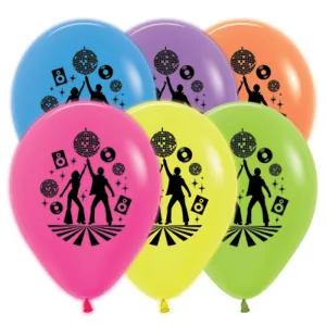 Sempertex 30cm Disco Theme Assorted Neon Latex Balloons