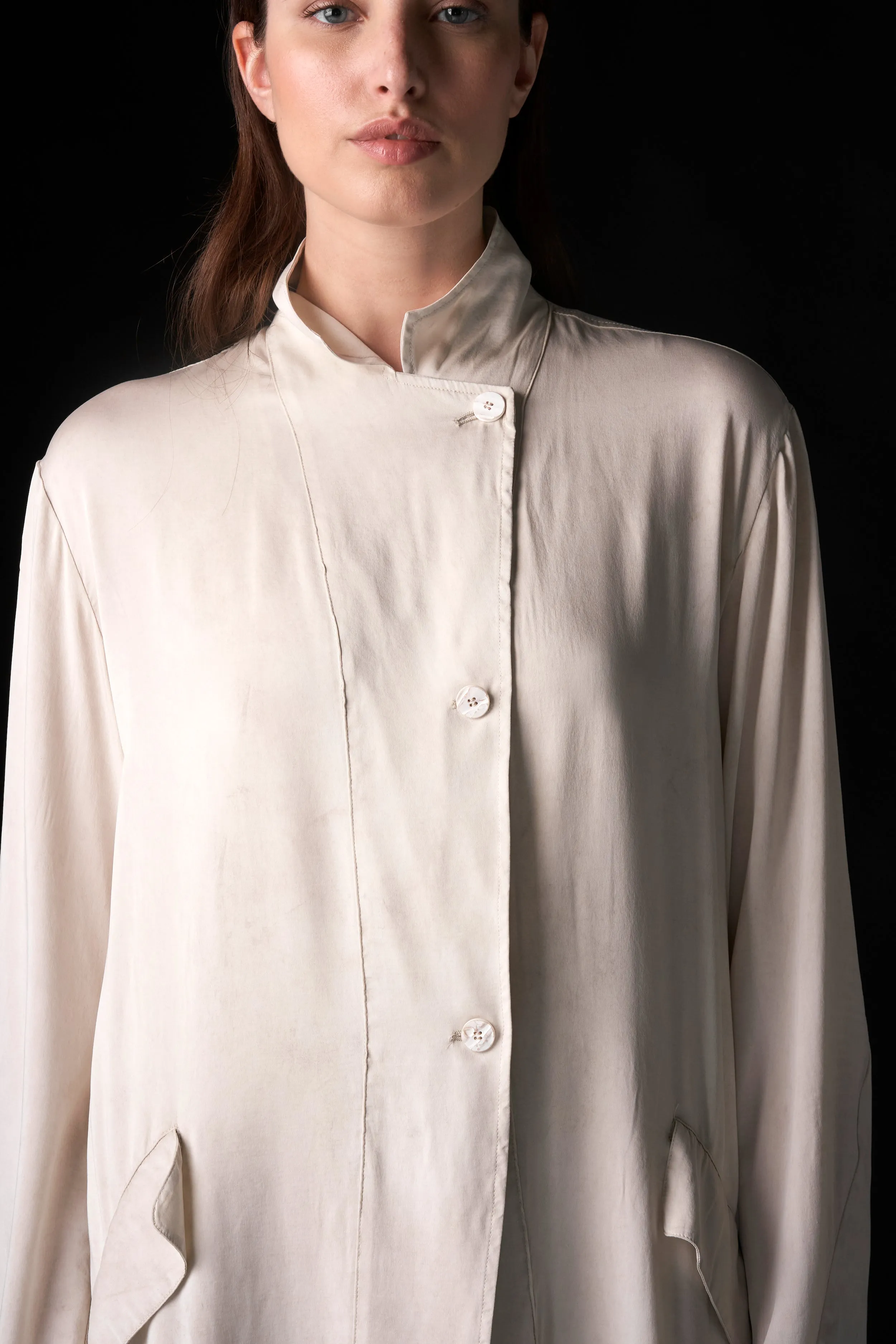 Silk Shirt Jacket Sand