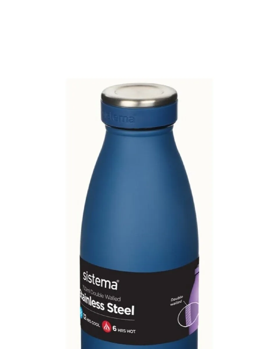 Sistema Stainless Steel Water Bottle Blue 750ML