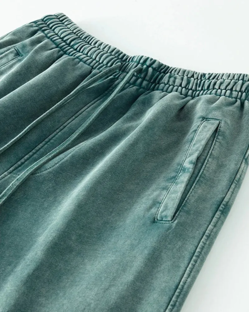 Solid Color Knit Washed Out Sweat Joggers