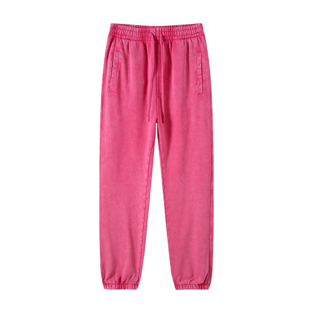 Solid Color Knit Washed Out Sweat Joggers