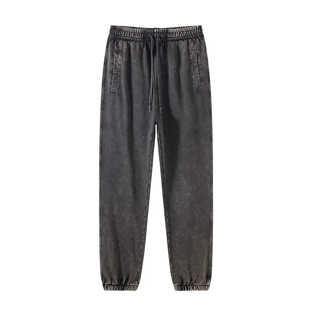 Solid Color Knit Washed Out Sweat Joggers