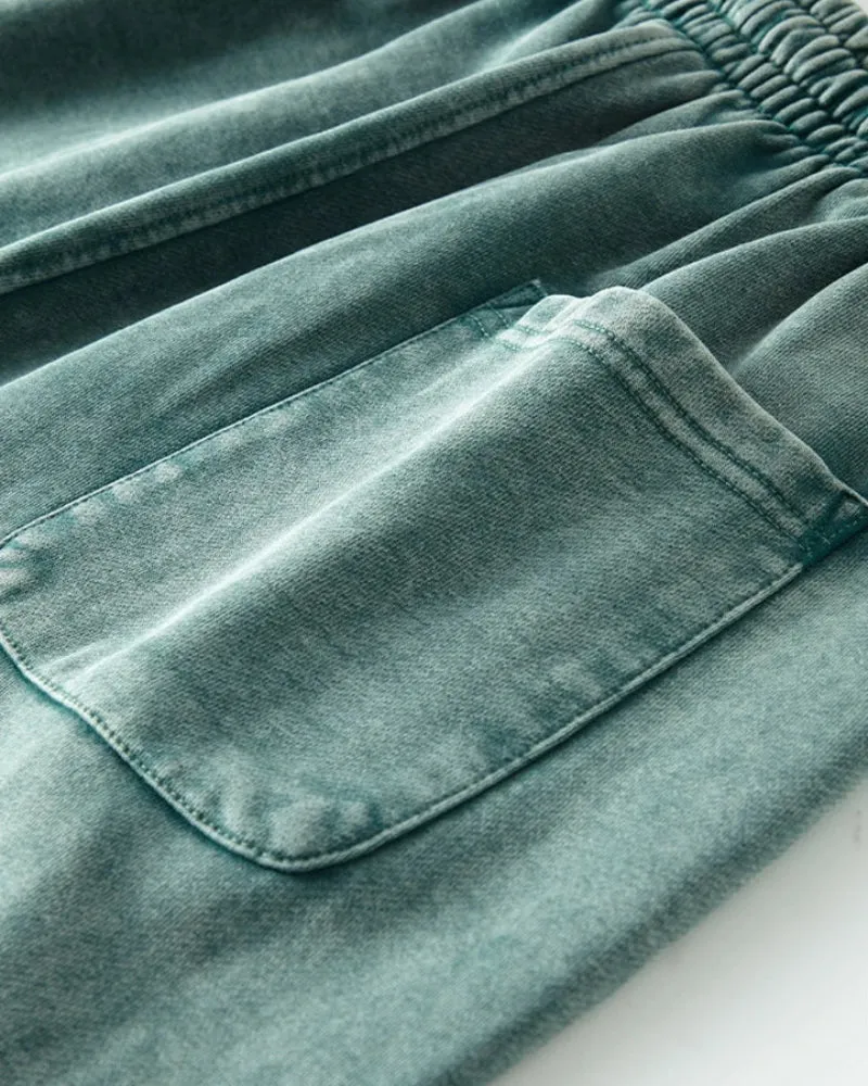 Solid Color Knit Washed Out Sweat Joggers
