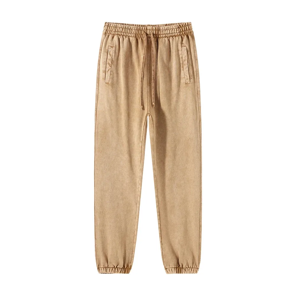 Solid Color Knit Washed Out Sweat Joggers