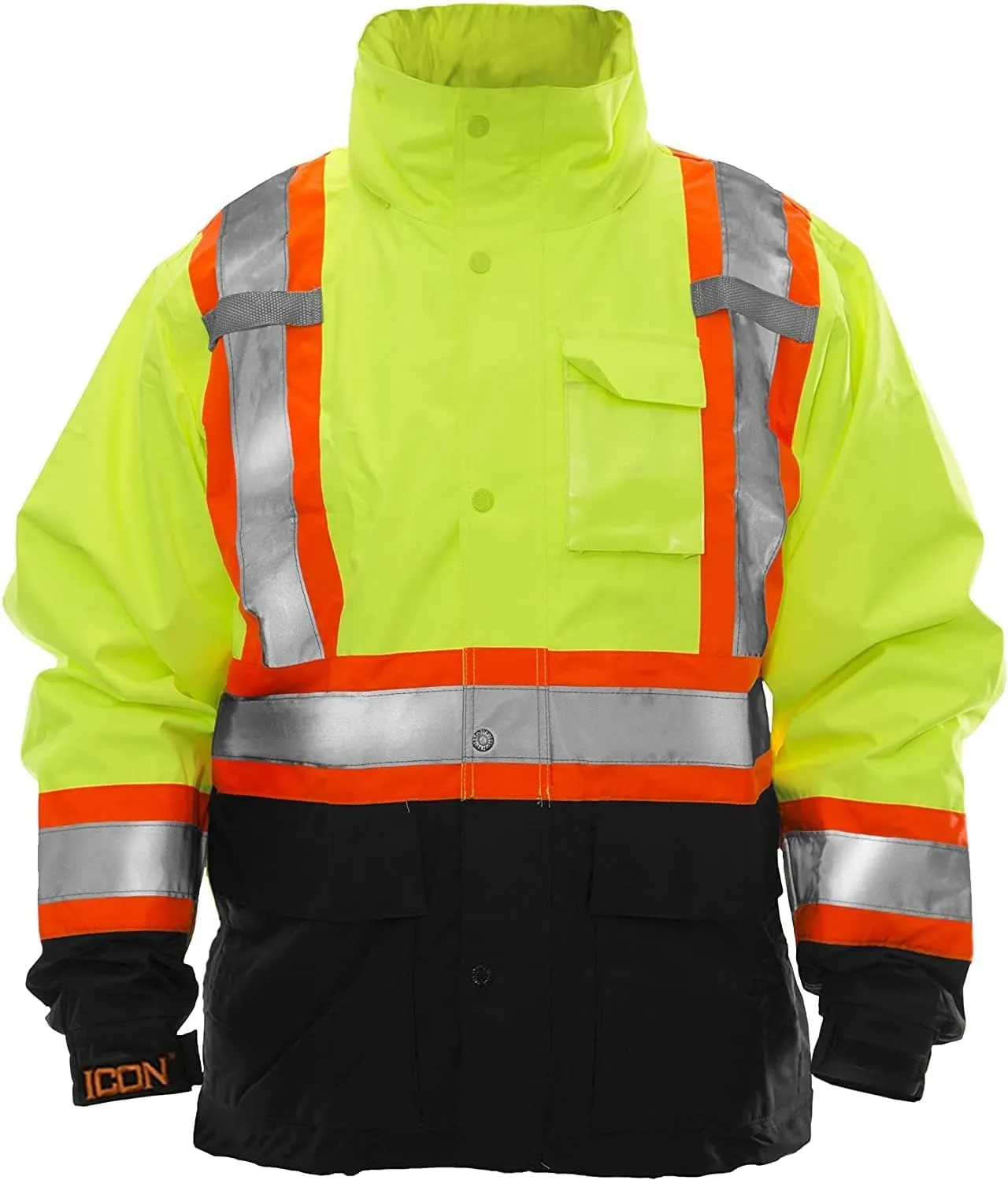 Stay Safe and Visible: 4XL High-Visibility Jacket with Detachable Hood for All Seasons