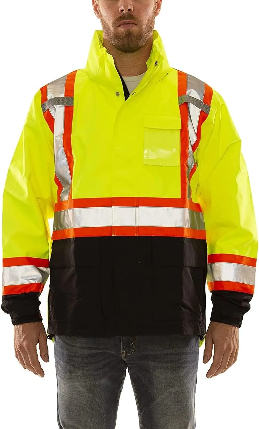 Stay Safe and Visible: 4XL High-Visibility Jacket with Detachable Hood for All Seasons