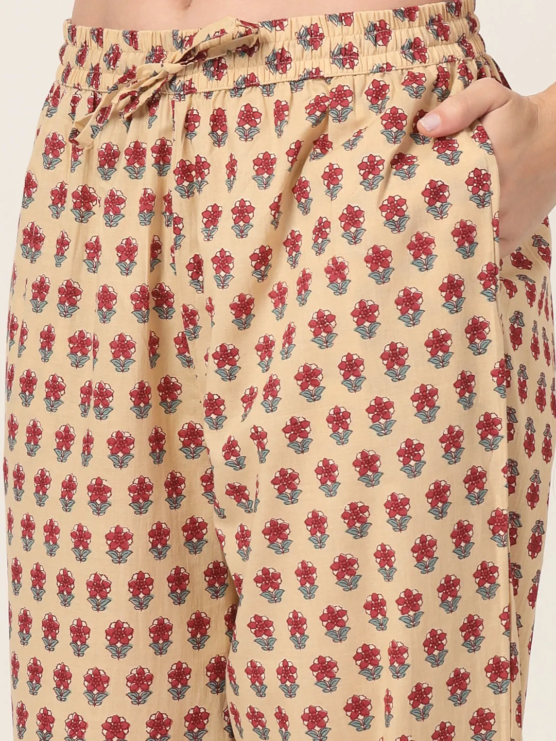 Style Quotient Women white and red printed night suit