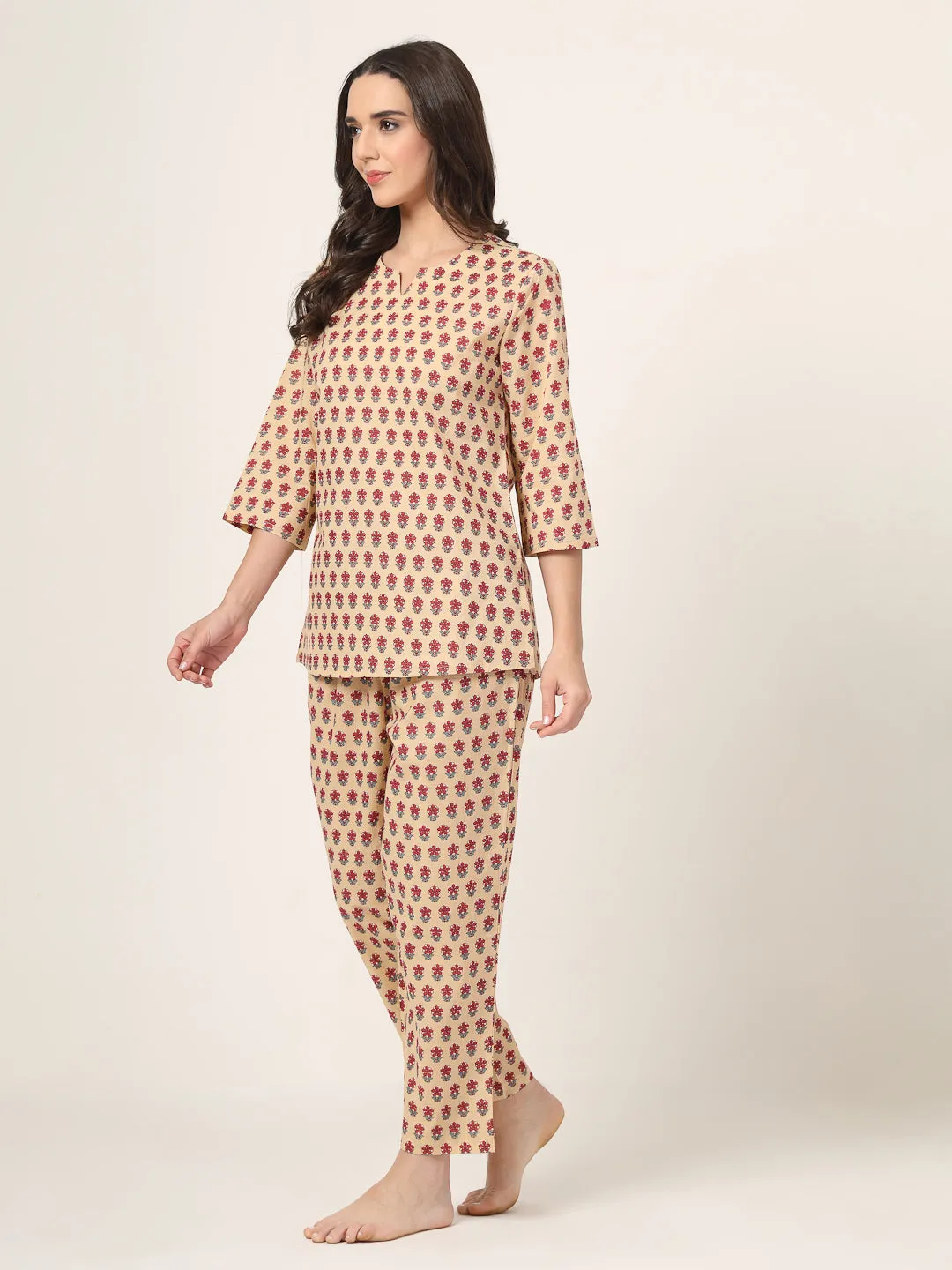 Style Quotient Women white and red printed night suit