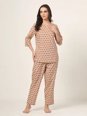 Style Quotient Women white and red printed night suit