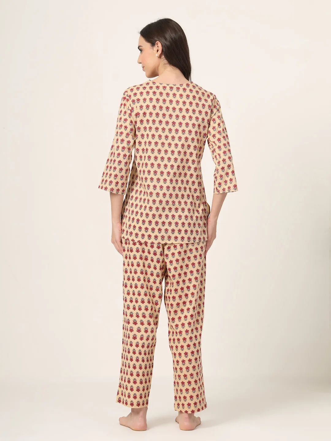 Style Quotient Women white and red printed night suit
