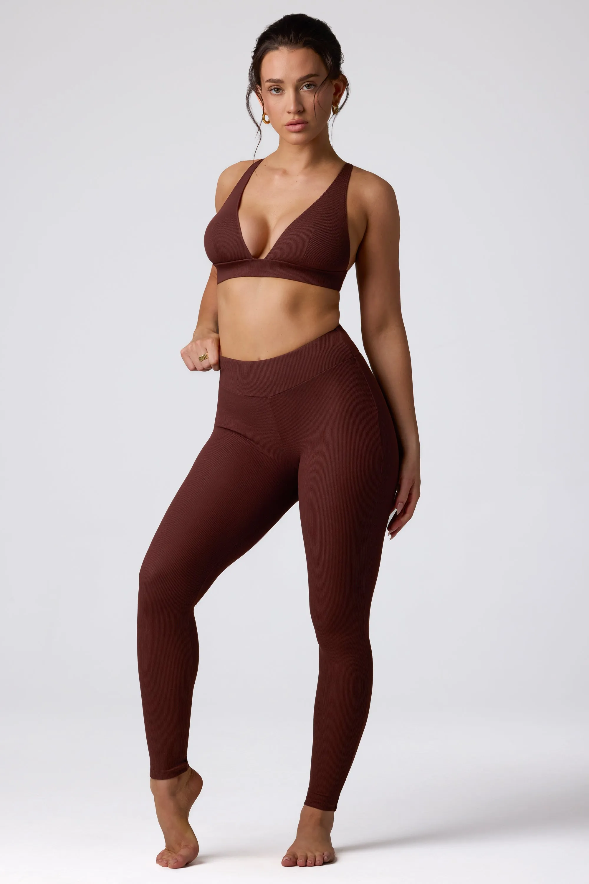 Tall Ribbed Modal High Waist Leggings in Espresso