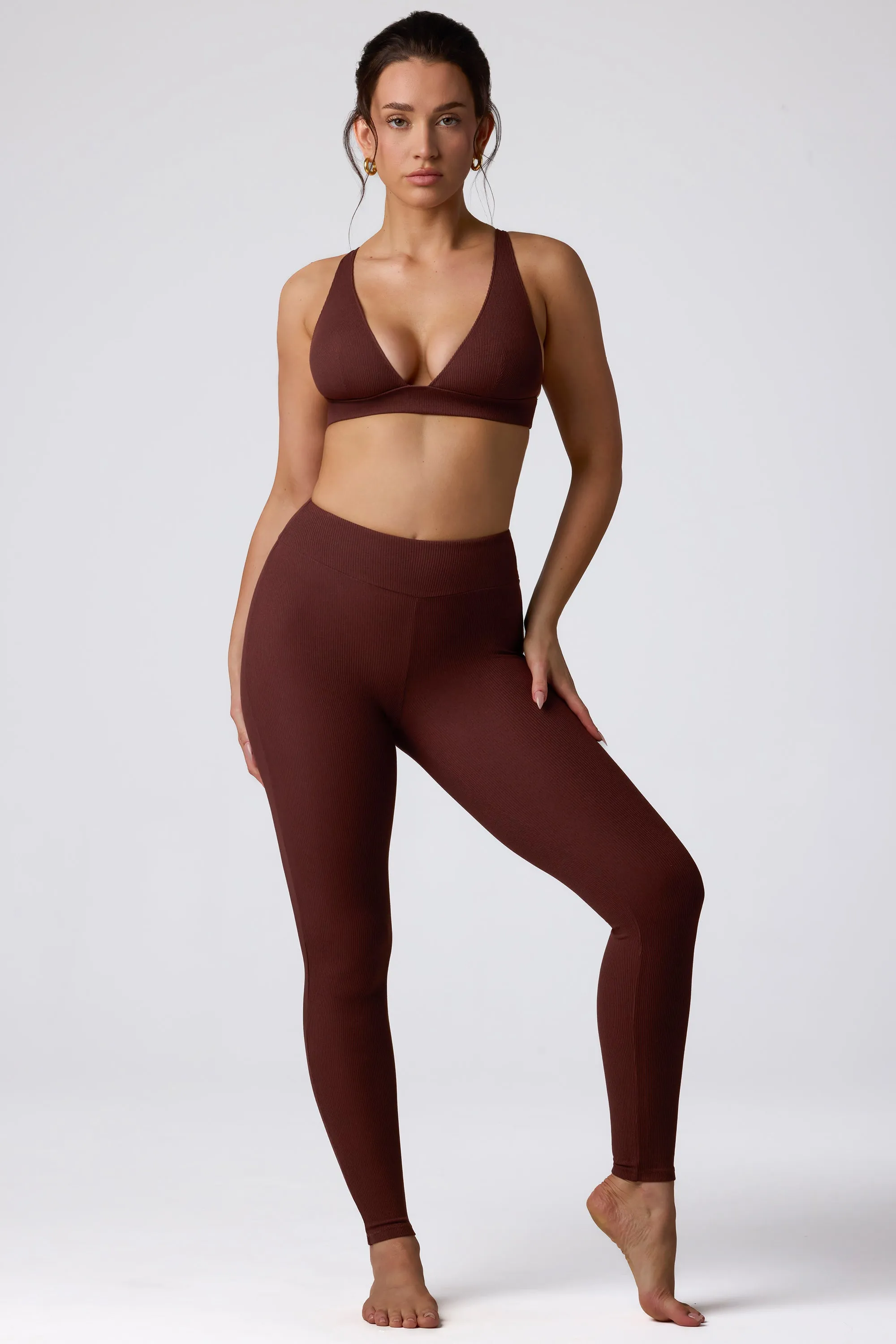 Tall Ribbed Modal High Waist Leggings in Espresso