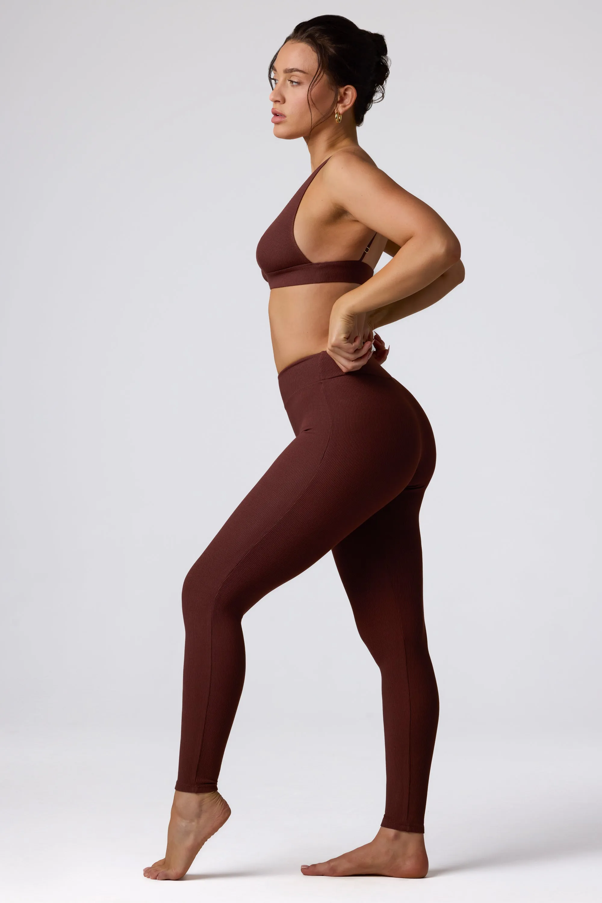 Tall Ribbed Modal High Waist Leggings in Espresso