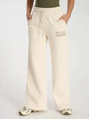 The 'Off Duty' Wide Leg Joggers In Vanilla