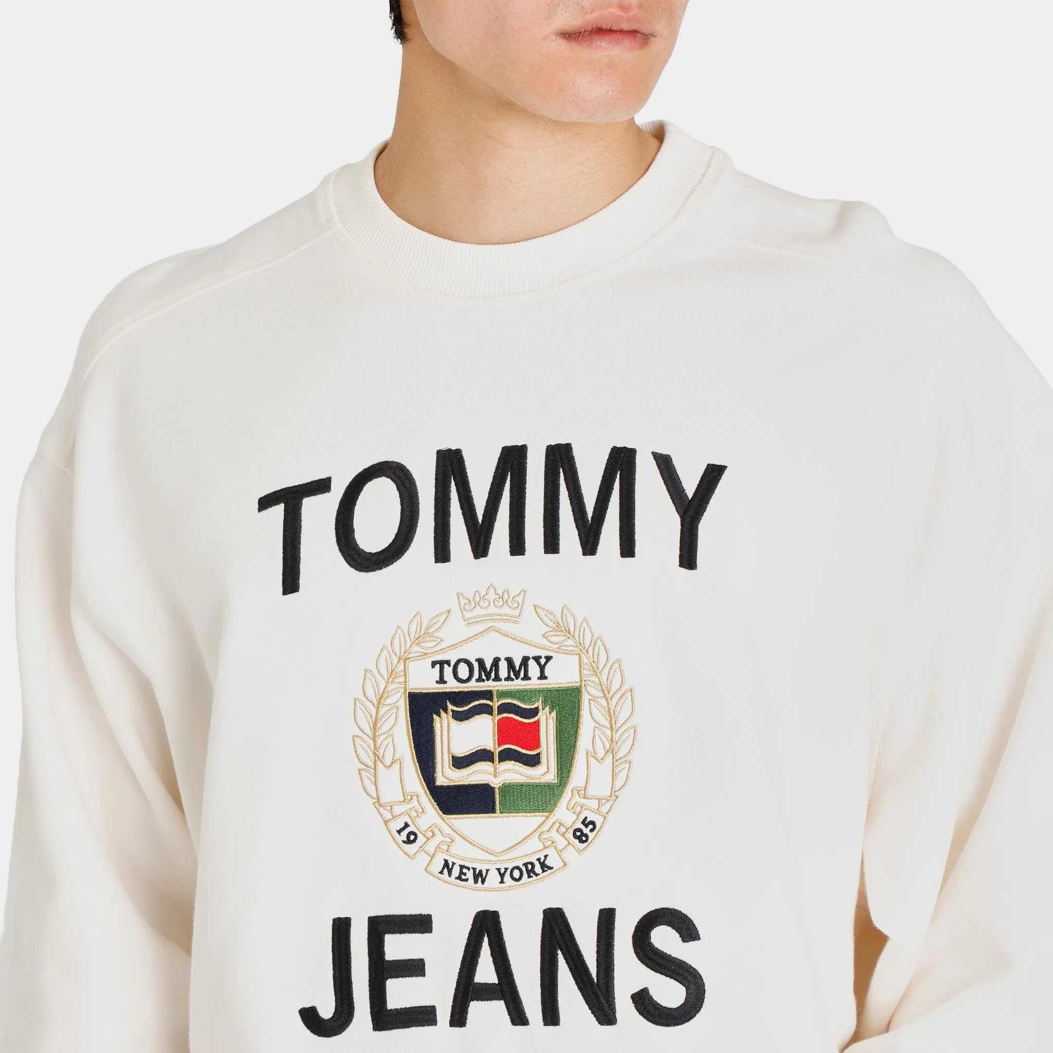 Tommy Jeans TJ Crest Logo Crewneck / Ancient White