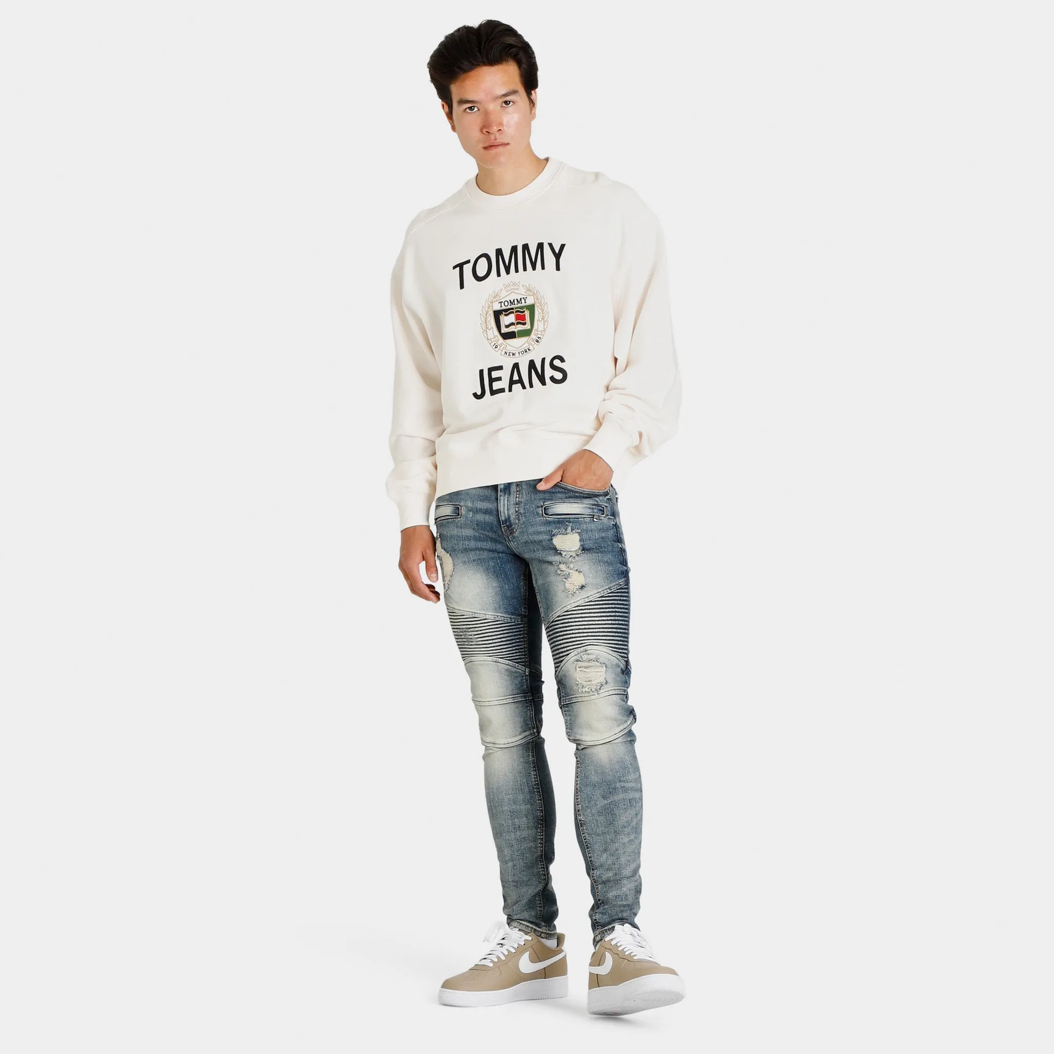 Tommy Jeans TJ Crest Logo Crewneck / Ancient White