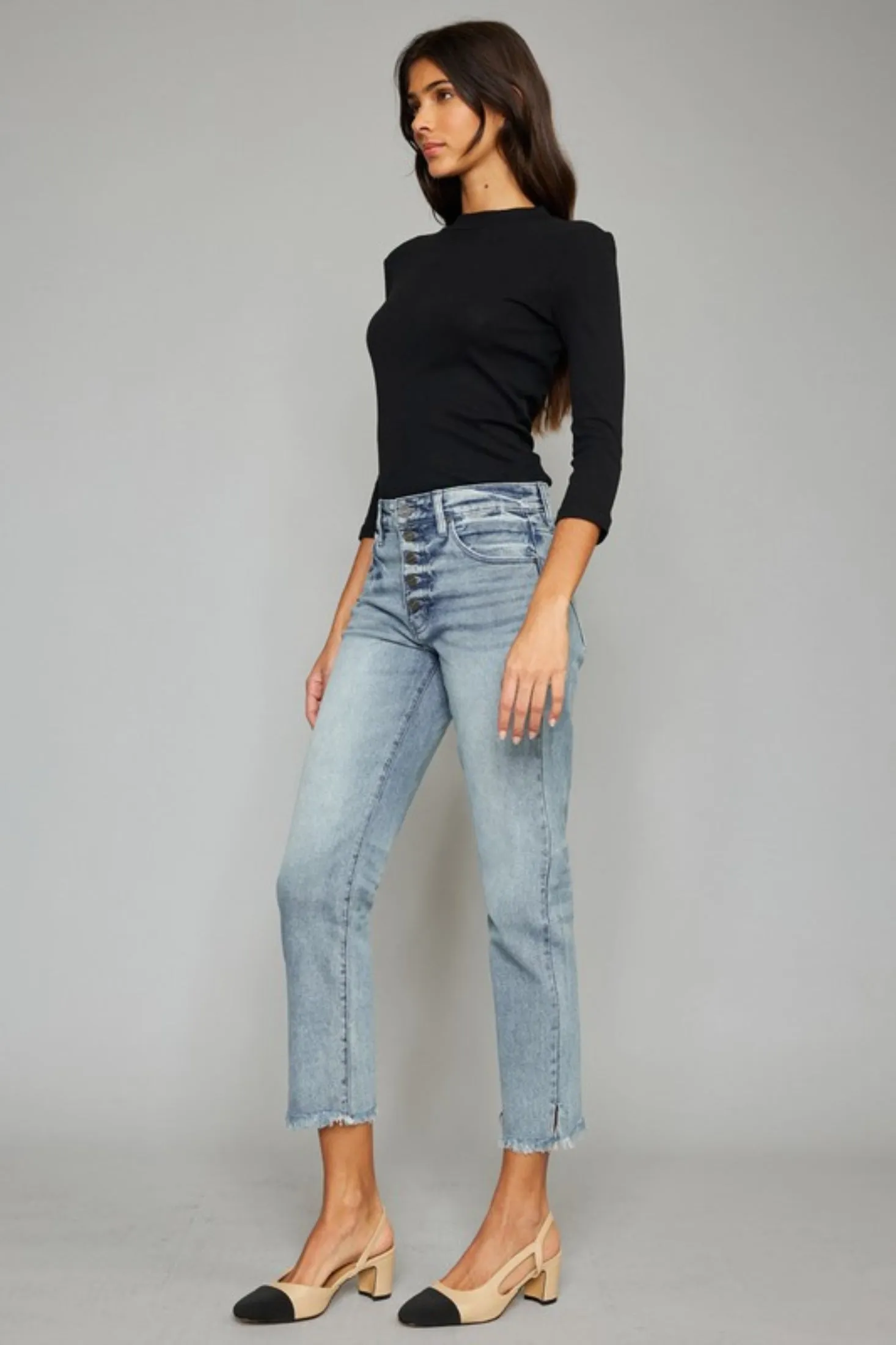 Trendy High Rise Straight Leg Jean