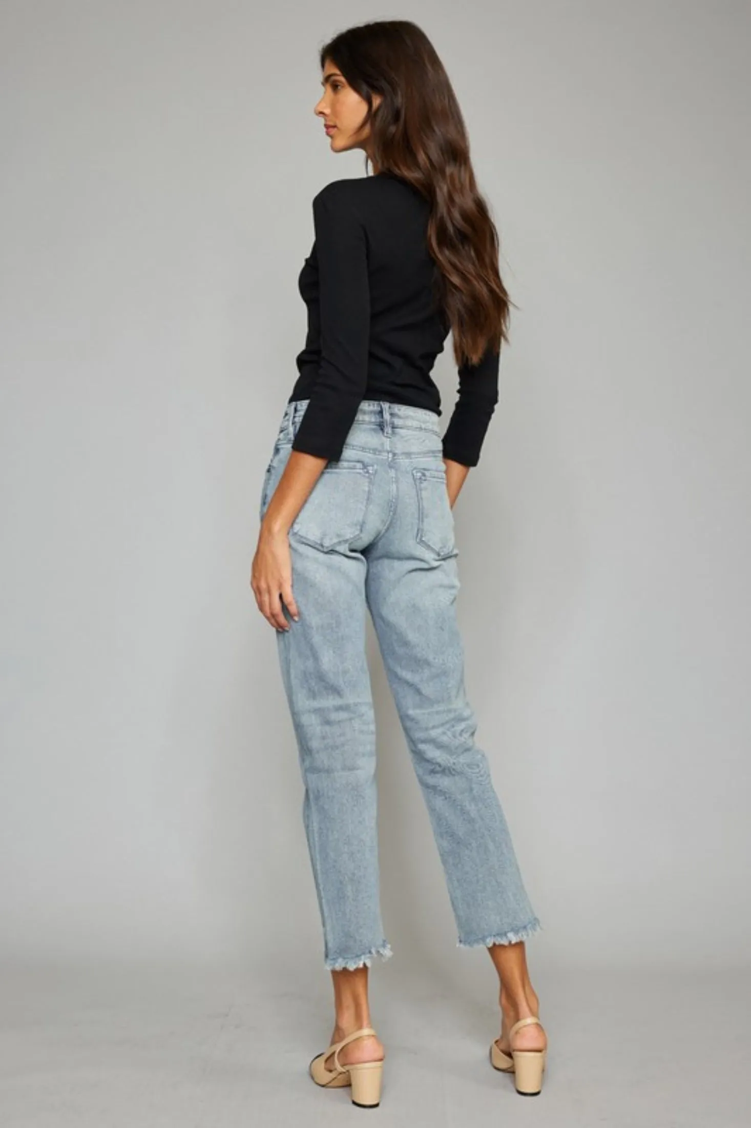 Trendy High Rise Straight Leg Jean