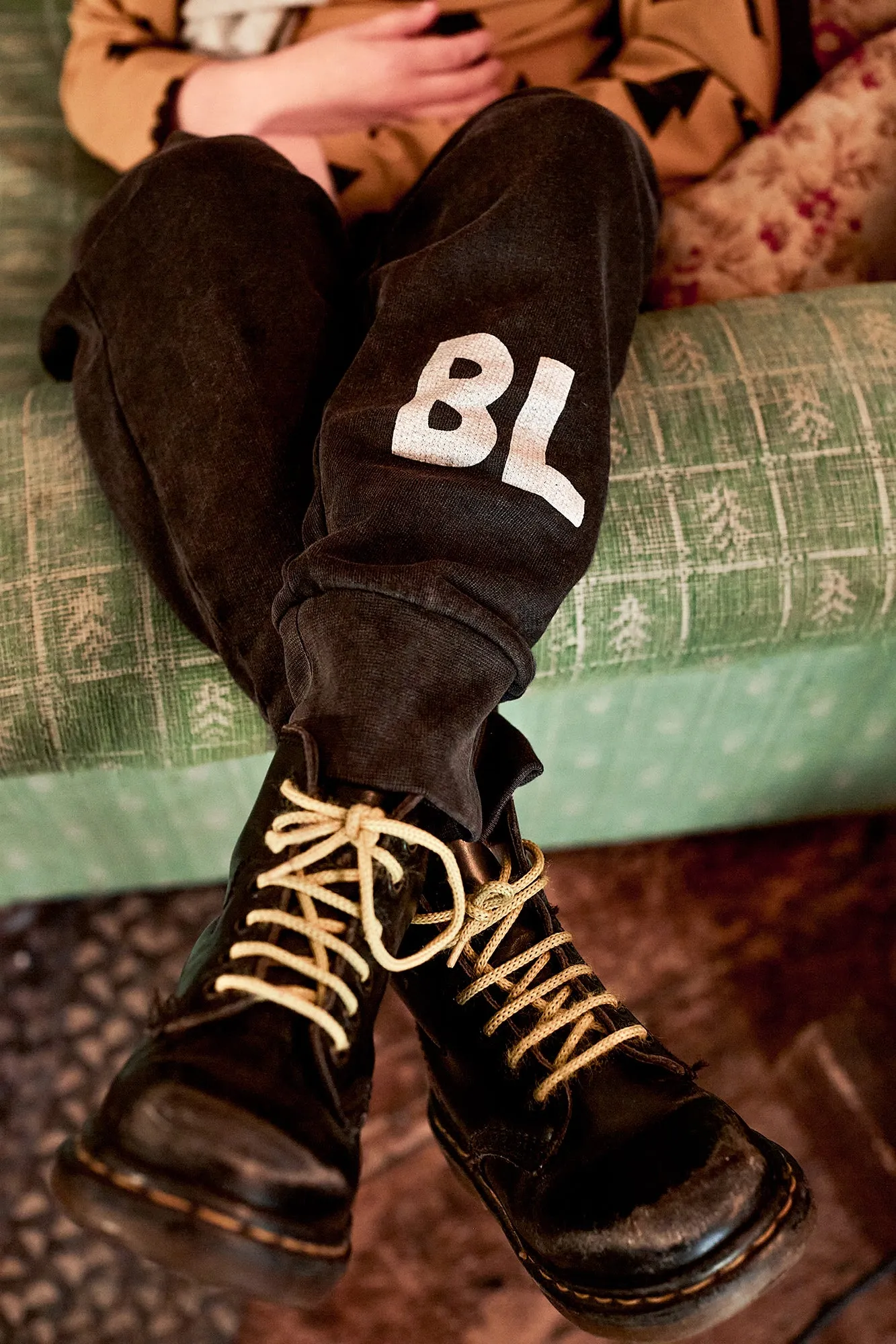 Washed Black 'BL' Sweatpants