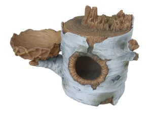 Weco Products Wecorama Sleepy Hollows Birch Den Lodge Terrarium Ornament with Feeder Brown, Silver