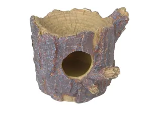 Weco Products Wecorama Sleepy Hollows Pine Den Lodge Terrarium Ornament with Feeder - Gray and Brown