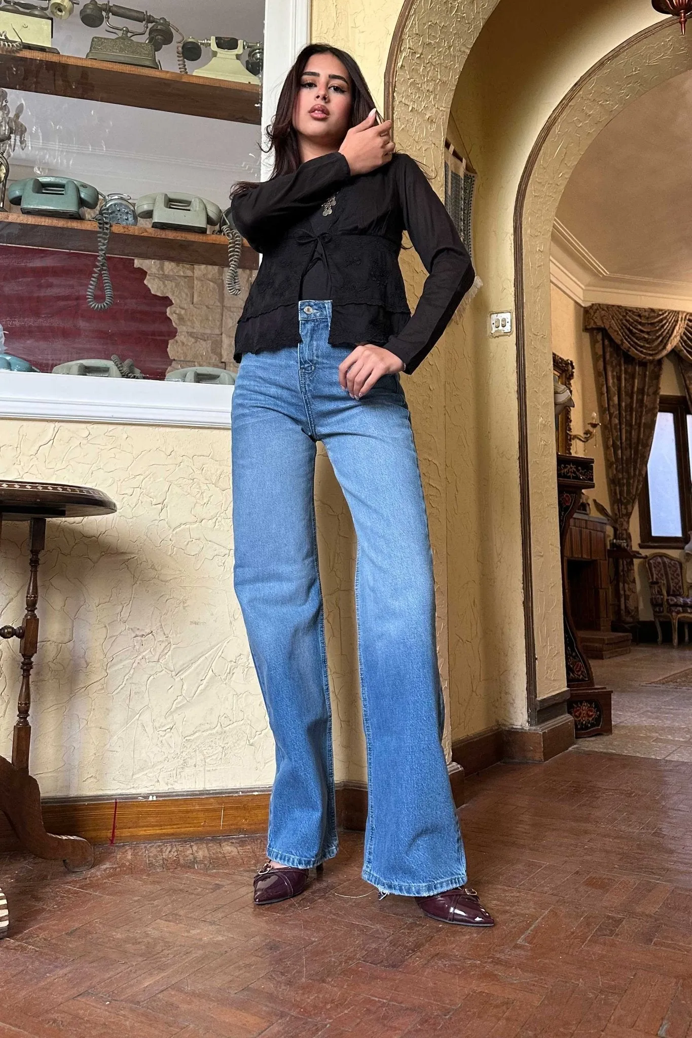Wide-Leg - High-Waist Light Blue Jeans