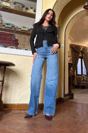 Wide-Leg - High-Waist Light Blue Jeans