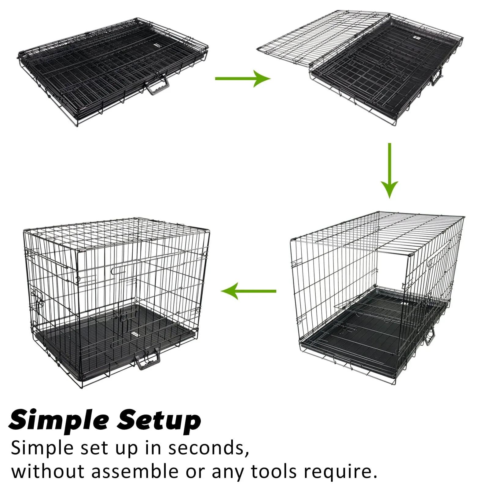 Wire Dog Cage Foldable Crate Kennel 48in with Tray   Cushion Mat Combo