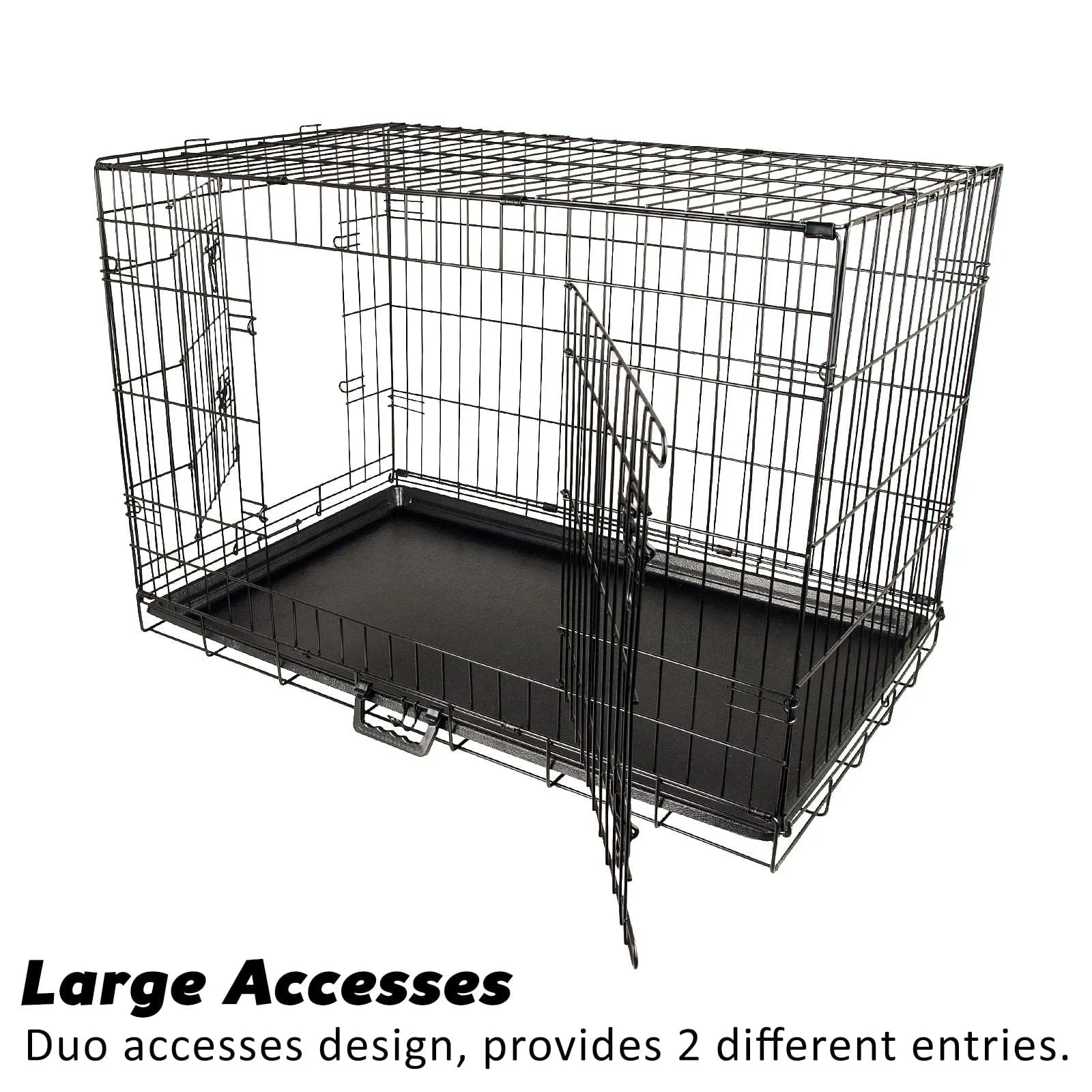 Wire Dog Cage Foldable Crate Kennel 48in with Tray   Cushion Mat Combo