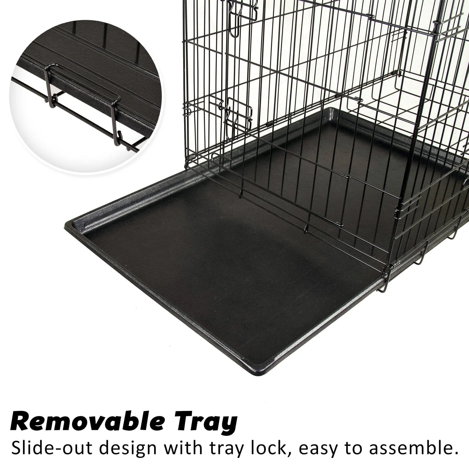Wire Dog Cage Foldable Crate Kennel 48in with Tray   Cushion Mat Combo
